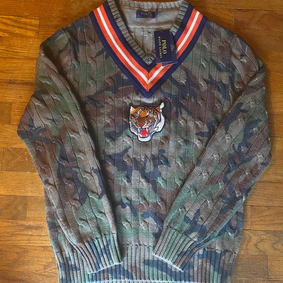 Polo by Ralph Lauren Other - Polo Ralph Lauren Camo Vneck Tiger Sweater Medium